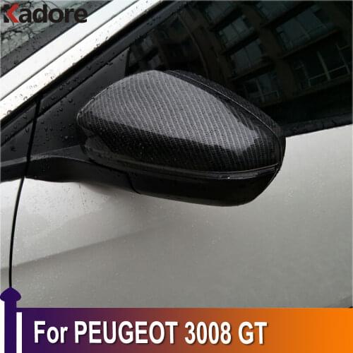 For Peugeot 3008 GT 2016-2019 2020 Carbon Fiber Chrome Side Door Rearview Mirror Cover Trims Garnish Moulding Car Accessories