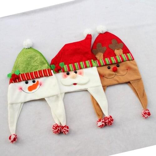 Hot new good quality Novelty Xmas party Christmas hats elk snowman Santa Claus party supplies cartoon hat decorations red green