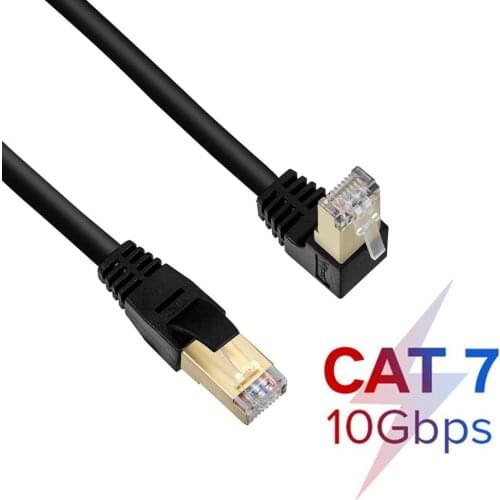 CAT7 Ethernet Patch Cable Right Angle Down RJ45 High Speed Network Cor 0.3 M Cat 7 Ethernet Patch Cable 90 Degree