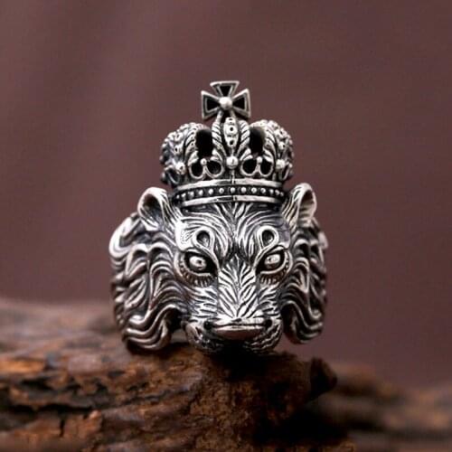 High Quality Crown Lion King Rings For Men And Women Vintage Animal Stainless Steel Biker Ring Fashion Punk Hip Hop Jewelry
