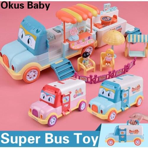 2019 Multicolor Indoor Fast Food Collection Bus Toy Bus Model Interesting Car Toy Pocket Decoration Cultivate Interest