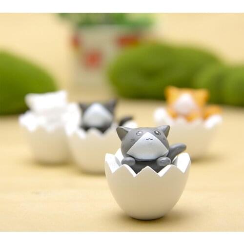 Creative Cute Eggshell Cat Ornaments DIY Micro Landscape Home Desktop Decorations Lovely Gardening Ornaments Kids Gift 1Piece