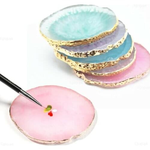 1PC Round Resin Agate Stone Nail Color Palette Gel Polish Pallet Mixing Drawing Paint Plate Pad Manicure Nail Art Display Shelf