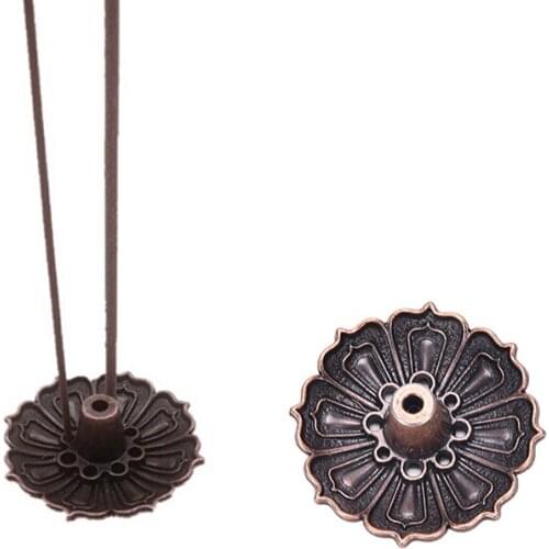 Lotus Bronze 9 Holes Censer Plate For Cone Burner Holder Incense Holder Copper Nine-hole Incense Holder Seat Copper Cone Statue