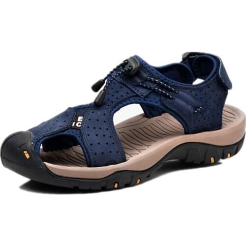 Men Sandals New Big Size Genuine Leather Cowhide Summer Quality Beach Slippers Casual Sneakers Outdoor Beach Shoes Man Footwear
