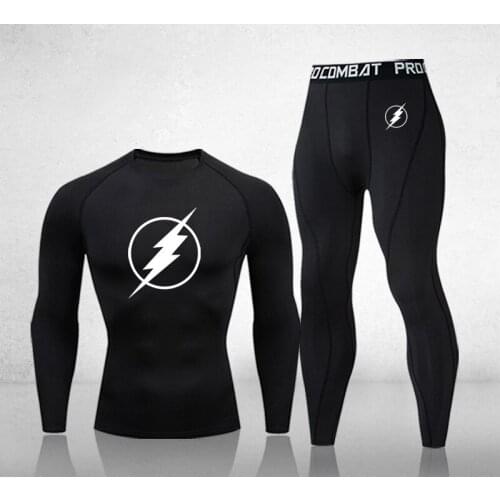 Mens Training Suit Compression Sportswear MMA Rash Guard Male Sweat Gym 2-Piece Set Tracksuit Men Tights Running Jogging Suit