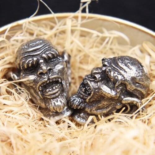 Outdoors DIY EDC Tool White Brass Vampire Skull Big Knife Bead Lanyard Pendant Paracord Bracelet Accessories Silver Color Zombie