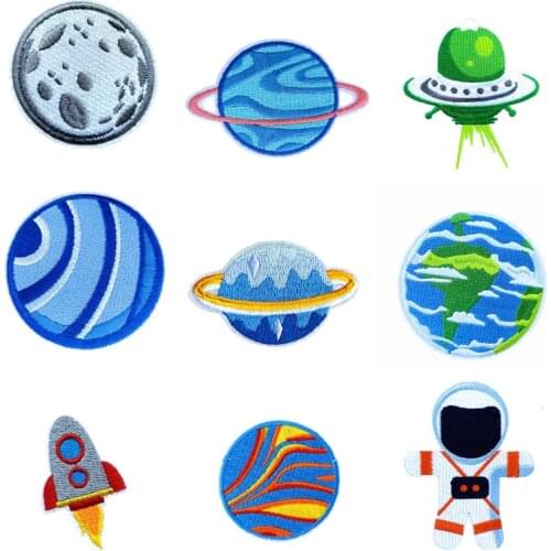 Space Flight Alien Embroidery Spacecraft Patch for Clothing Iron on Applique Patch rocket Badge Garment DIY Apparel Accessories