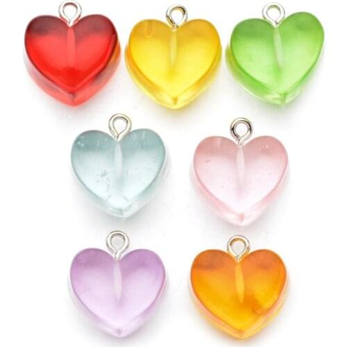10pcs Plastic Hearts pendant For necklace Earrings Charms Lovery Transparent Love Heart Jewelry Making Keychain Accessories Gift