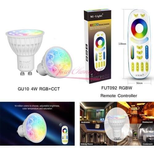 Mi Light Dimmable Led Bulb 4W GU10 RGB CCT(2700-6500K) led Lamps Indoor Decoration with 2.4G RF LED Remote Control