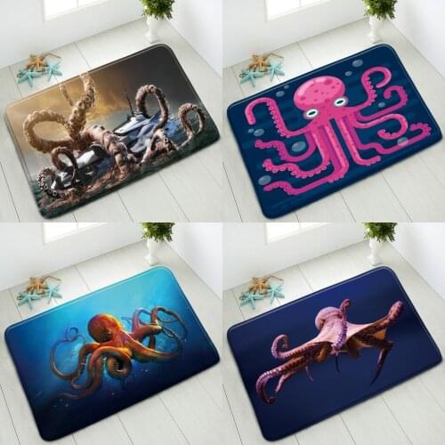 Octopus Anti-slip Bath Mat Indoor Floor Mats Kitchen Bedroom Living Room Doormat Absorbent Carpet Foot Pads Washable Home Decor