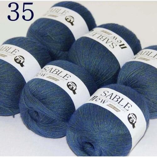 Sale 6*50gr Super Soft Pure Sable Cashmere Wrap Shawls Hand Knit Wool Crochet Yarn Navy Olive 243-35-6