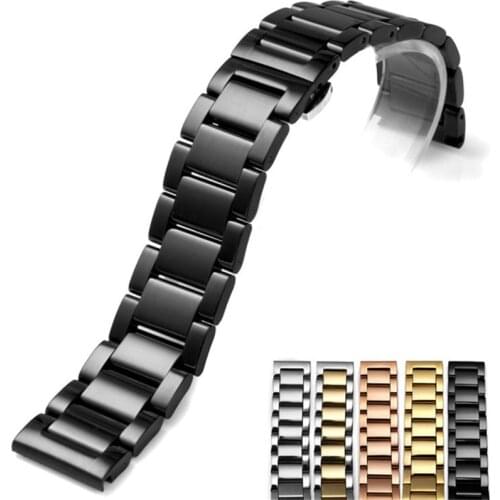 16mm 18mm 20mm 22mm 24mm 26mm Stainless Steel Watch Band Buckle Watchband Wrist Belt Bracelet Black Gold Silver