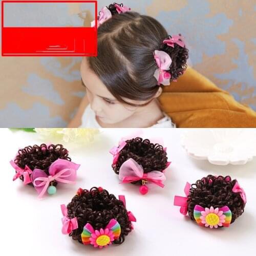 Wig ring rubber band cartoon childrens headdress super fairy hairpin headband baby girl wig coil hair ball head