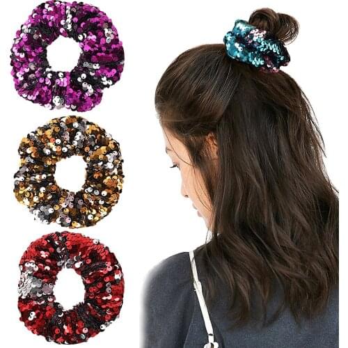 Sequin Scrunchie Glitter Hair Ties Girls Ponytail Holders Rope Elastic Hair Bands Scrunchies for Women Hair Accessories 1031A