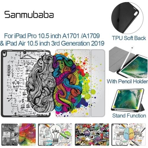 Sanmubaba Case For iPad Pro Air 10.5 inch 3rd Gen With Pencil Holder TPU Soft Back+PU Leather Flip Stand funda Smart Tablet Case