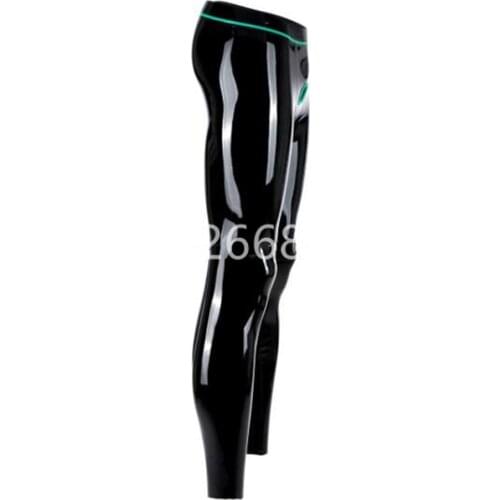 Sexy Men Natural latex Trousers Legging Crotch Hole Ring Hole For Penis Customized