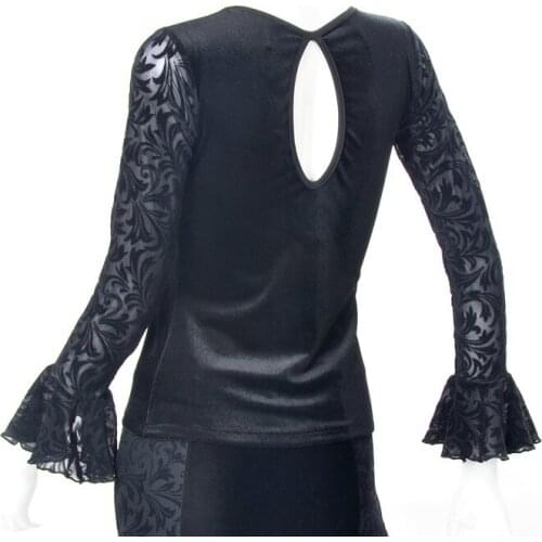 Modern dance before the V waters back lotus leaf long sleeved coat T15043 practice Dettol