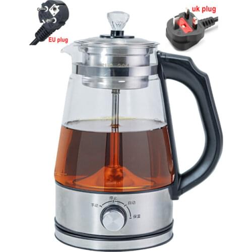 220V 1L Heat Resistant Glass Teapot Kettle Coffee Tea Maker Black Pu 'er Automatic Steam Spray Tea pot With EU/ UK Power Cable