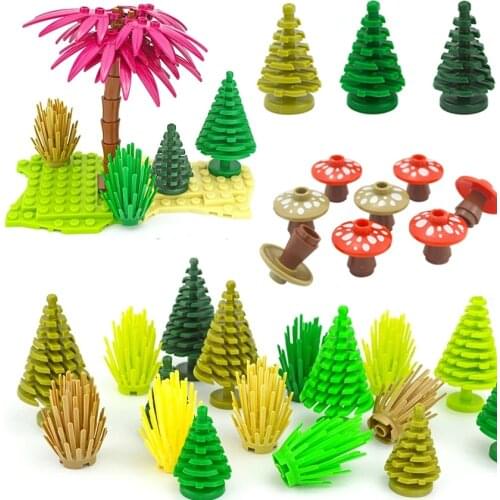 Christmas Tree Plants Building Bricks Military Weapon Green Bush City Accessory House Green Grass Toys Compatible Friends Parts