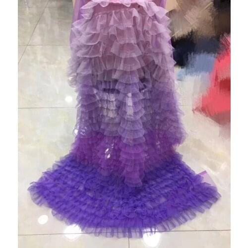 3D Purple ruffle Fabric with Gradient colors 1Yard,Changing purple pleated cake Photography Prop Backdrop Blanket,Wedding Decors