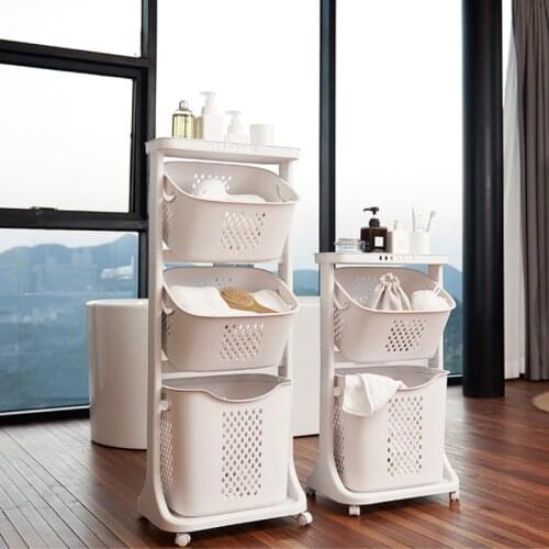 Waterproof Storage Shelves for Dirty Clothes Sundries Laundry Basket Layered Storage Rack Drawertype Plastic Closet Organizer