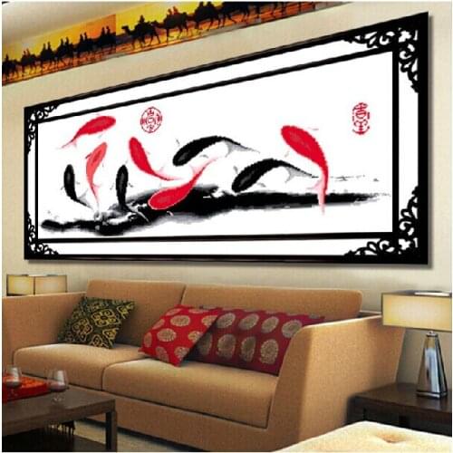 Embroidery Package Best Quality Cross Stitch Kits Unopen New Luxurious Nine Fish Free shipping