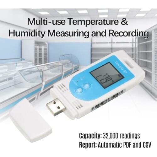 USB Temperature Humidity Data Logger Reusable RH TEMP Datalogger Recorder Humiture Recording Meter with 32,000 Record Capacity