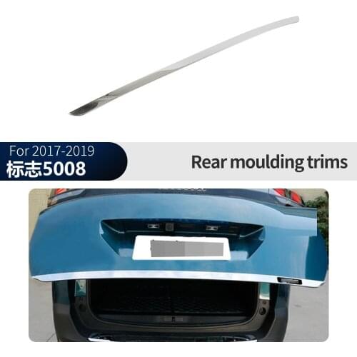 Rear Trunk Cover Tailgate Trim Door Molding Boot Garnish Bezel Trim For Peugeot 5008 GT 2017 2018 2019 Stainless Steel