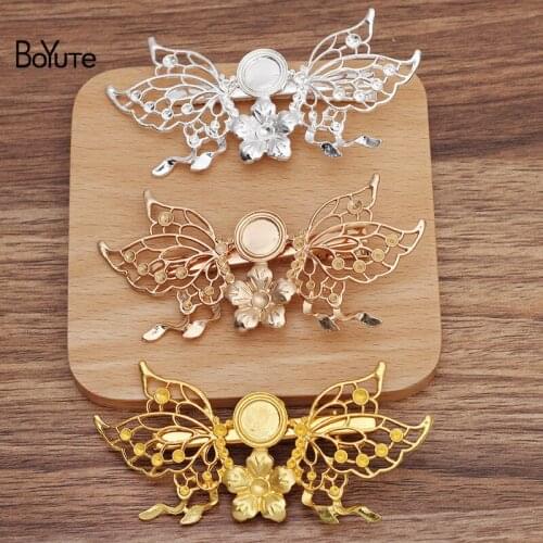 BoYuTe (5 Pieces/Lot) 90.5*44MM Alloy Butterfly and Flower Hair Clips Factory Supply Handmade Diy Hair Accessories Materials