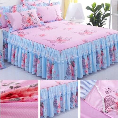 Floral home bed linen elegant lace decorated bedroom non-slip mattress cover skirt three-dimensional.bedspreads queen bed cover