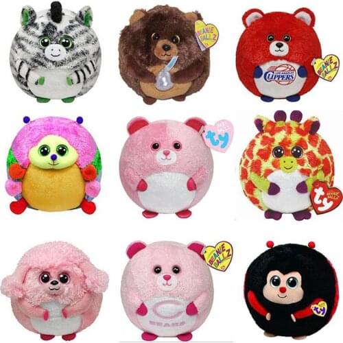12CM Ty Beanie Boos Big Eyes Ragdoll Ball-shaped Car Collection Doll Plush Toy Panda Deer Fish Boys Girls Birthday Decor Gift