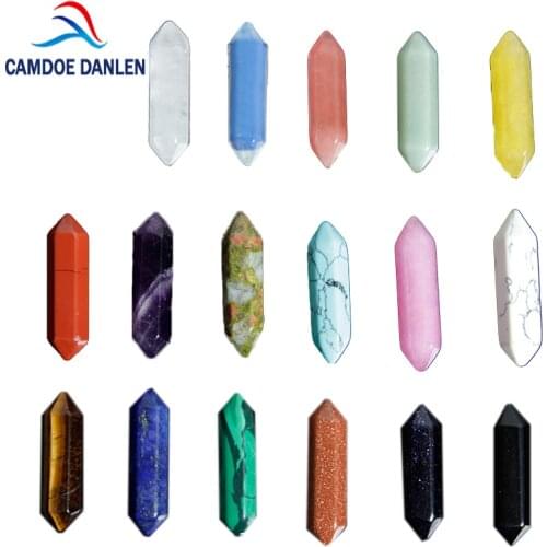 2017 Wholesale 20 pcs/lot High Quality Hexagonal Column Natural Stone Mixed hexagonal Pillar Charms Chakra Diy Handicraft Making