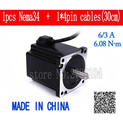 86 Stepper Motor 2 PHASE 4-lead Nema34 motor 86BYGH High torque 96MM 6.0A 6.08N.M LOW NOISE motor for CNC XYZ