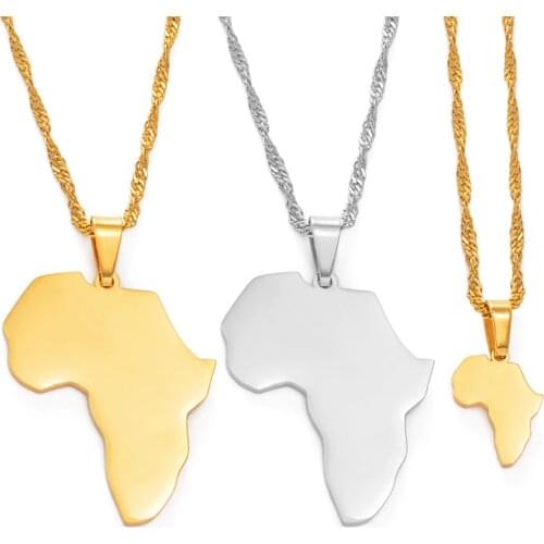 Anniyo Africa Map Necklace Pendant Rose Gold/Gold Color Jewelry Brand Fashion Jewellery Stainless Steel African Gifts #058821