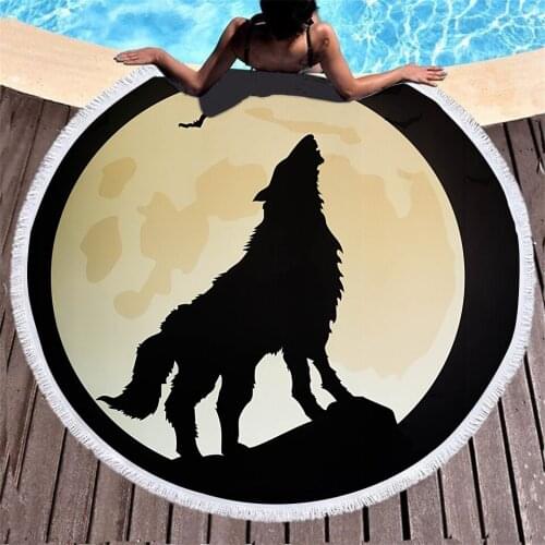 Moon Night Wolf 3D Printed Bath Towel Microfiber Fashion Adult Children Shower Swim Quick Dry Soft Beach Towels