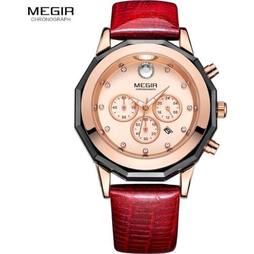 New MEGIR Women Watches Fashion Luminous Leather Quartz Ladies Wrist Watch Clock Montre Femme for Female Lovers Relogio Feminino