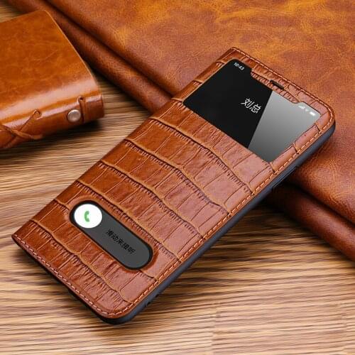 Smart Front View Windows Flip Leather Cover Case For iPhone 11Pro 11 Pro Max Luxury Crocodile Pattern Function Phone Back Cover