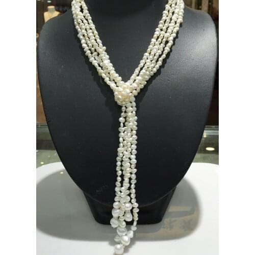Long fresh water pearl necklace scarf style real pearl fashion women jewelry 130CM