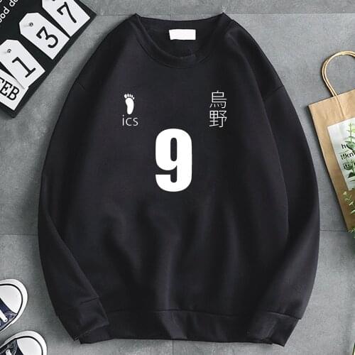 Kageyama Tobio Haikyuu Number 9 White Print Hoodie 2021 New Sweatshirt Hip Hop Fleece O-Neck Hoody Harajuku Women Streetwear