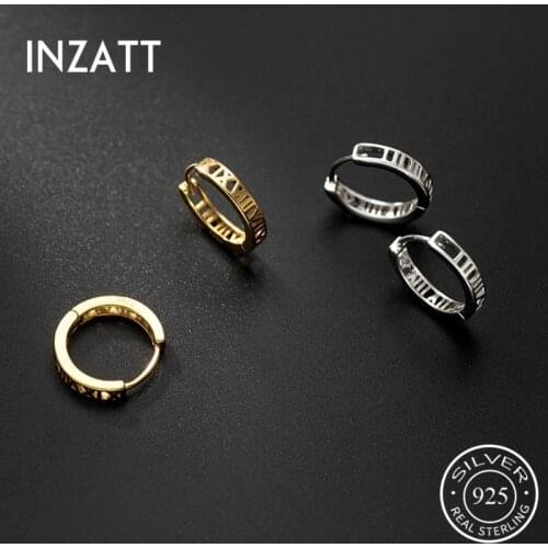 INZATT Real 925 Sterling Silver Hollow Geometric Hoop Earrings For Fashion Women Minimalist Fine Jewelry Hiphop Accessories