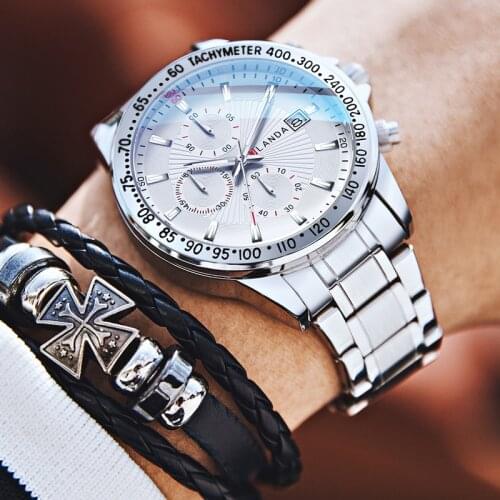 JLANDA 2021New Watches Men Luxury Brand Chronograph Male Sport Watches Luminous Waterproof Stainless Steel Quartz Men Watch 6509