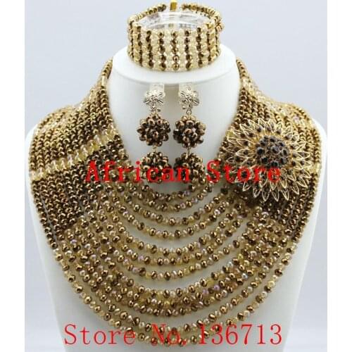 Hot 2019 Red Nigerian Wedding African Beads Jewelry Set Dubai Set Bridal Jewelry Neckalce Sets Free Shipping SY121-9