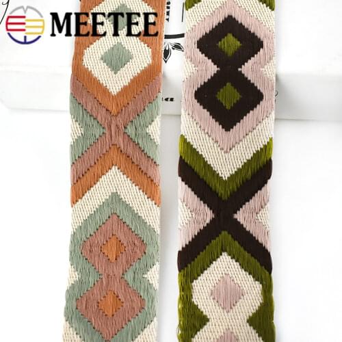 Meetee 4M 50mm 2mm Thick Polyester Jacquard Webbing Bag Strap Belt Woven Pattern Ribbon Band DIY Garment Sewing Webbings Tape
