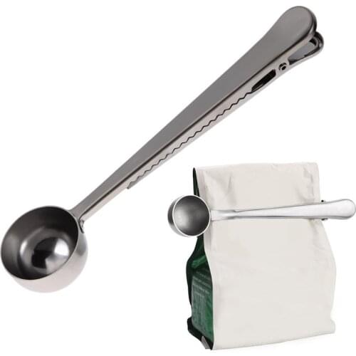 Multifunction Stainless Steel Coffee Scoop With Clip Coffee Tea Measuring Scoop 1Cup Ground Coffee Measuring Spoon 301-0387