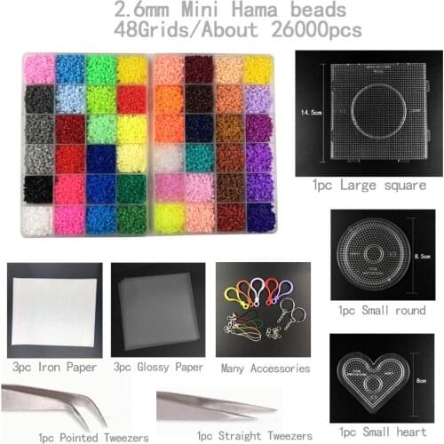 48 Color 2.6mm PUPUKOU Bead 26000pcs with template tool Hama Beads set for Children Educational jigsaw puzzle DIY Toys Fuse Bea