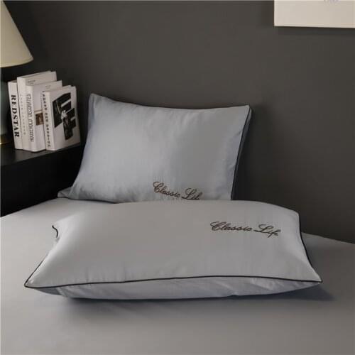 Faux Silk Satin Pillowcase High End Embroidery Sleep Pillow Cover Solid Color Pillowcase Cover Free Shipping