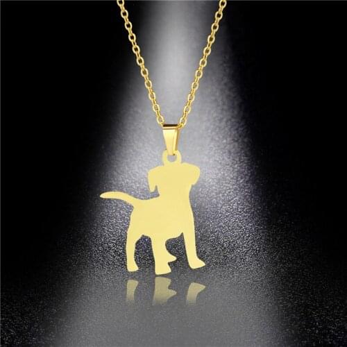New Design Stainless Steel Charm Necklace for Women Girls Cute Puppy Dog Gold Color Pendant Necklace Engagement Jewelry