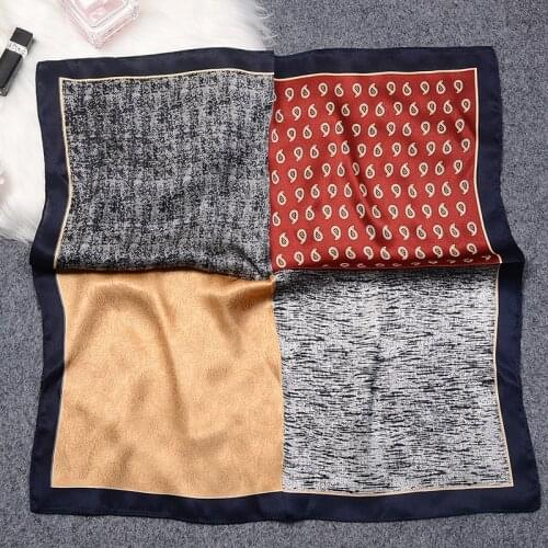 53CM Real Silk Scarf Women Luxury Printed Hair Scarf Natural Silk Shawl Handkerchief Head Hijab Foulard Fashion Womens Bandanas