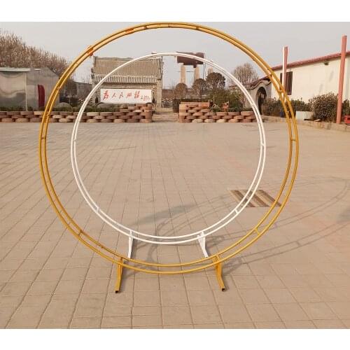 Outdoor Circle Wedding arch party marriage backdrop arch stand double round ring iron arch frame pergola flower arch decoration
